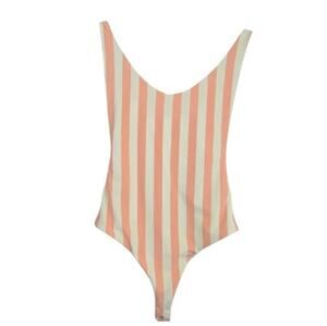 NWOT Dippin' Daisy's Striped One-Piece Swimsuit Peach Cream Size Medium